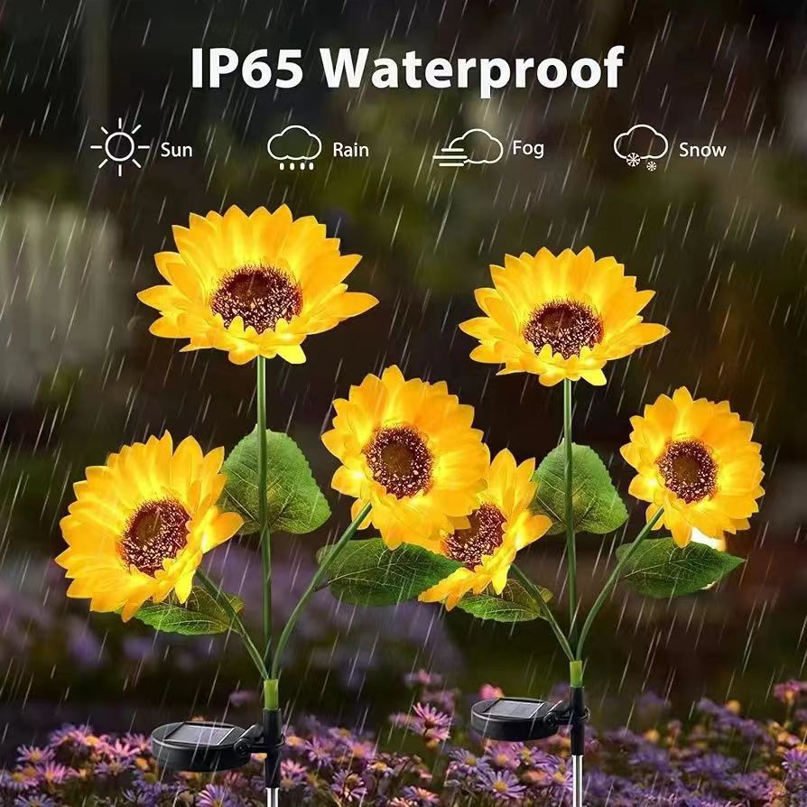 Lifelike Sunflower LED Garden Stake With Dusk-To-Dawn Sensor And Weatherproof Ground Spike Stornfield