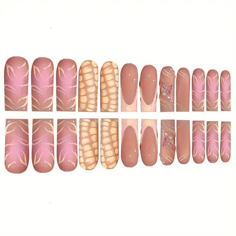 Chic 3D Floral Press-On Nail Art Stornfield