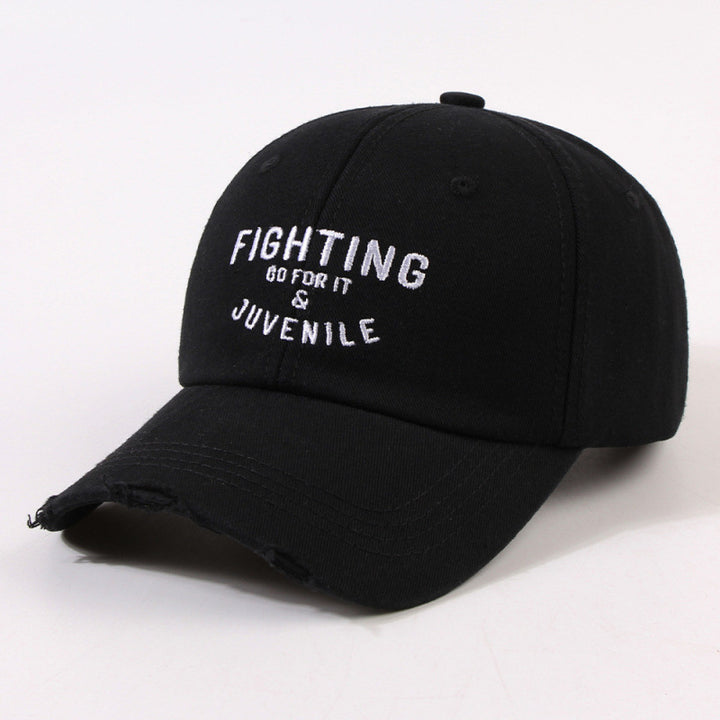 Women's Distressed Cotton Cap with Motivational Embroidery Stornfield