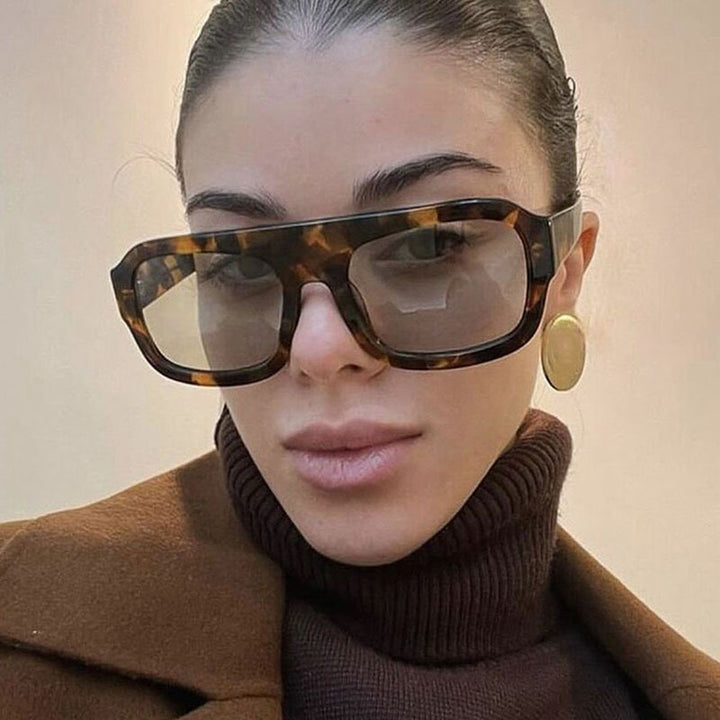 Women’s stylish square sunglasses with eye-catching animal print design Stornfield