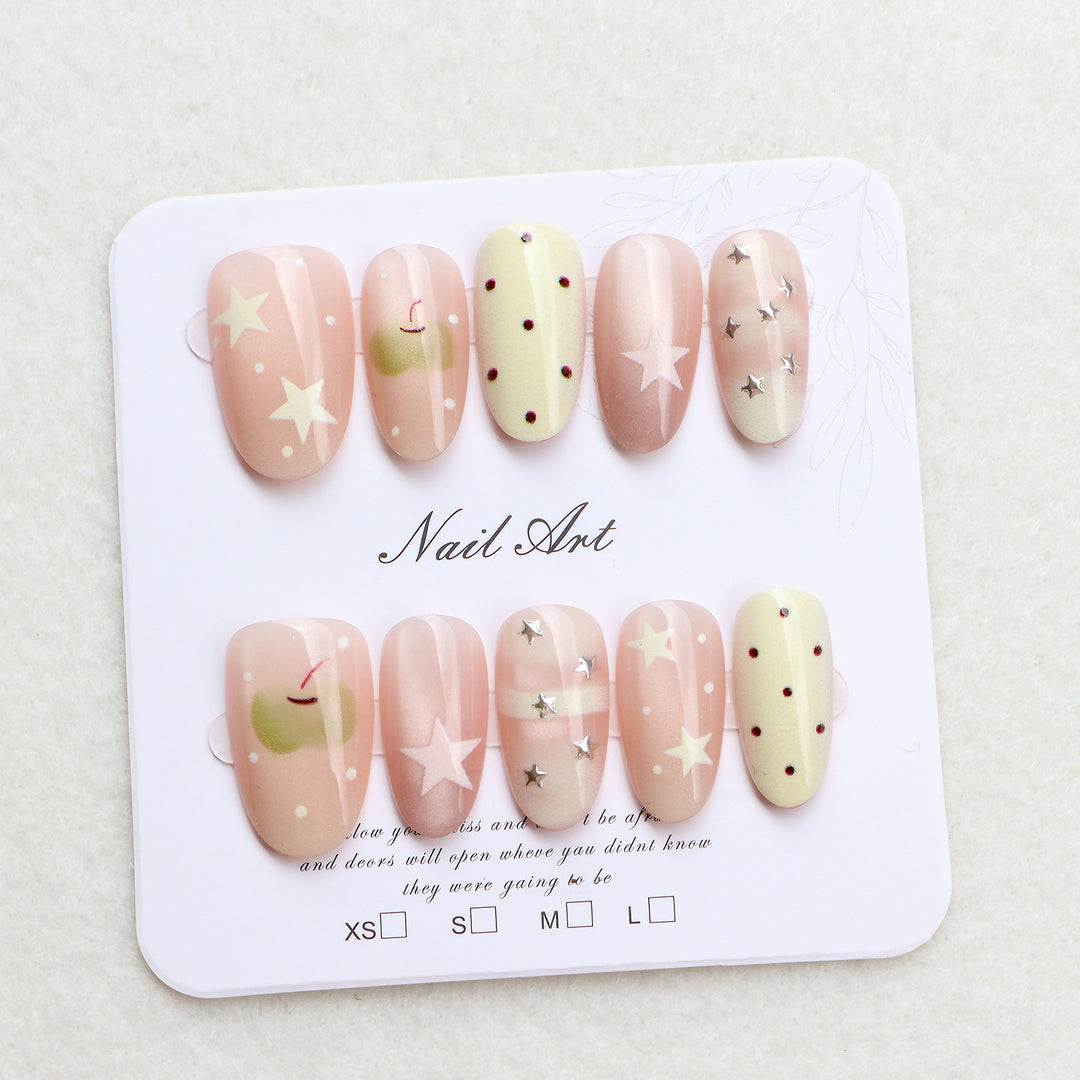 Decorative Press-On Nail Set with Star and Dot Design Stornfield