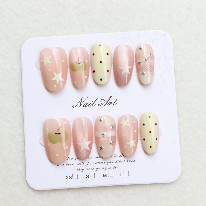 Decorative Press-On Nail Set with Star and Dot Design Stornfield