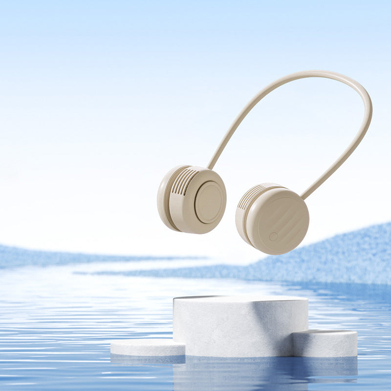 Cooling hands-free dual-head wearable neck fan with flexible gooseneck and USB-C recharge Stornfield