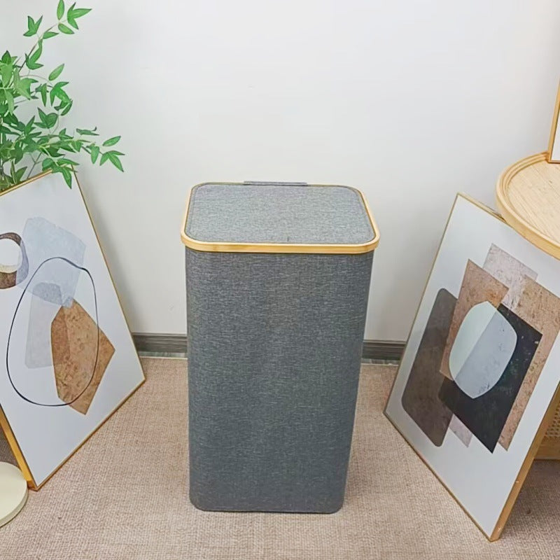 Laundry basket with removable lid and bamboo frame Stornfield