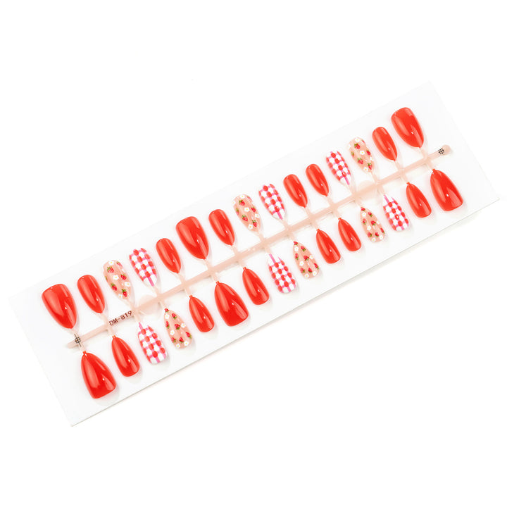 Artistic Strawberry-Themed Press-On Nail Set Stornfield