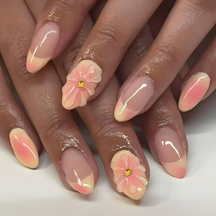 Elegant Artificial Nails with Botanical Designs Stornfield