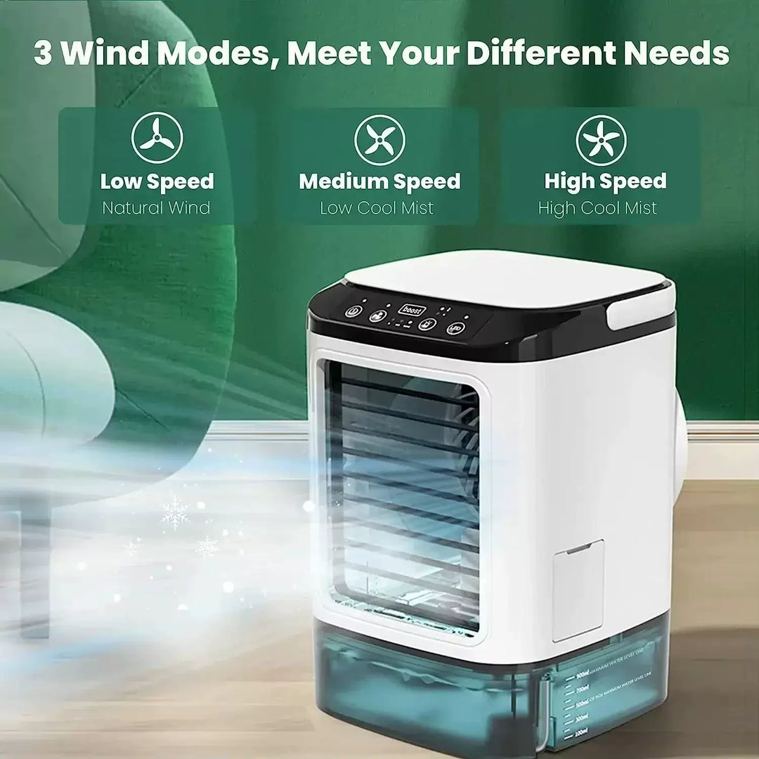 Unisex one size compact personal vaporizer air cooler with removable water reservoir, digital touch panel, adjustable louvers and USB power Stornfield