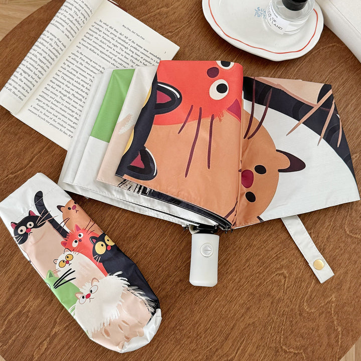 Women's Folding Umbrella with Playful Cat Design Stornfield