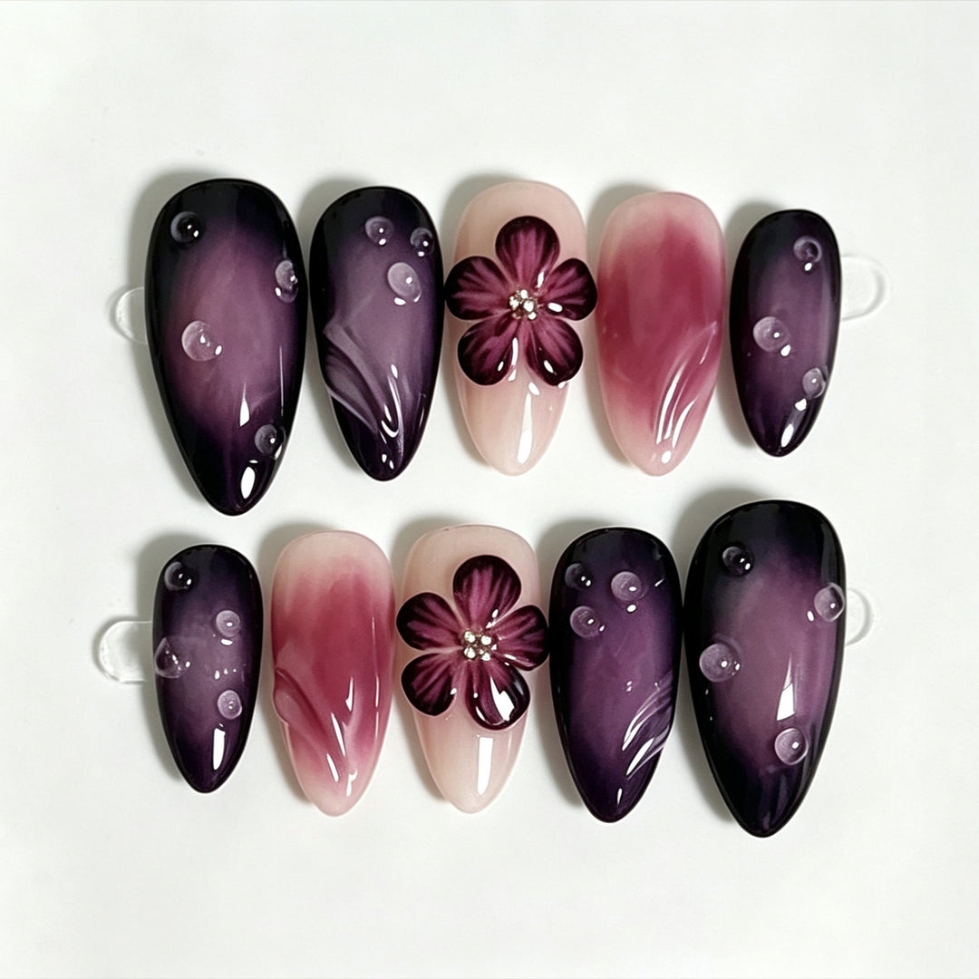 Elegant Floral Accent Press-On Nail Set Stornfield