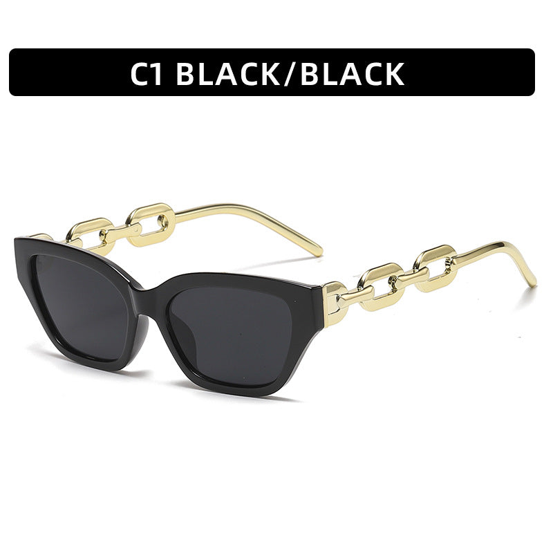 Contemporary Cat-Eye Sunglasses with Chain Detail