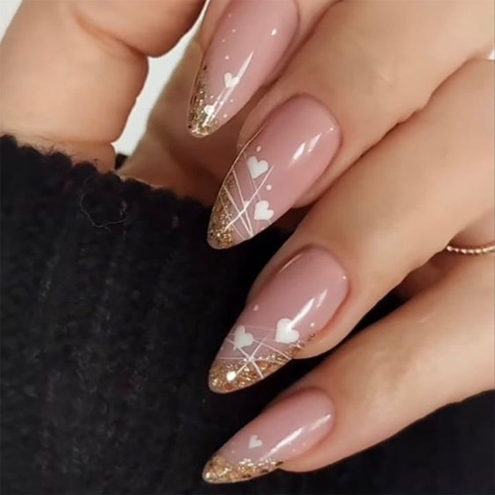 Glitter-Accent Almond-Shape Press-On Nail Set Stornfield