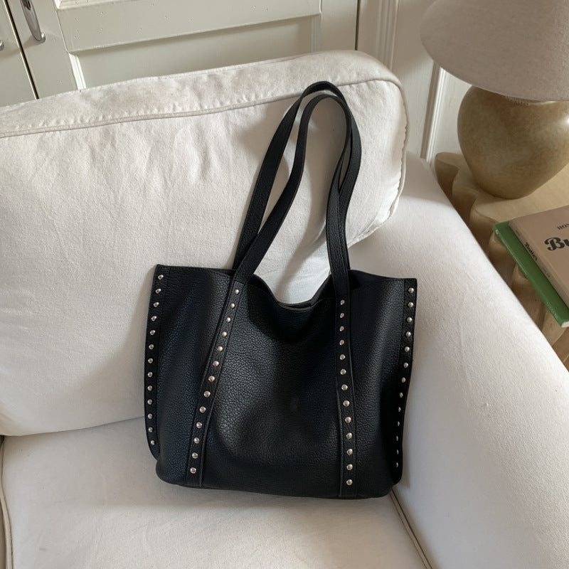 Stylish Studded Leather Tote Bag
