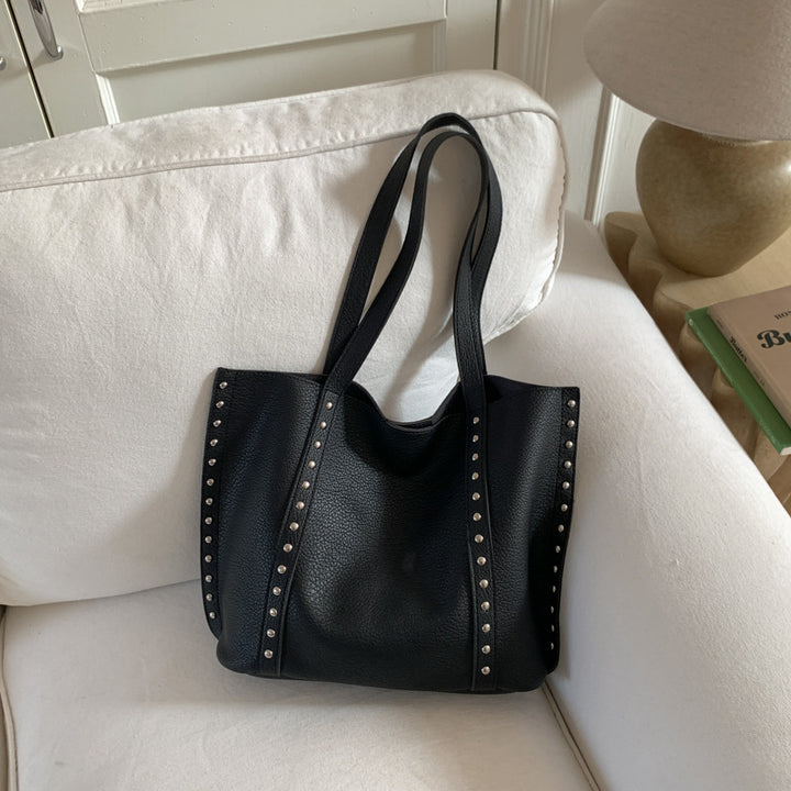 Stylish Studded Leather Tote Bag
