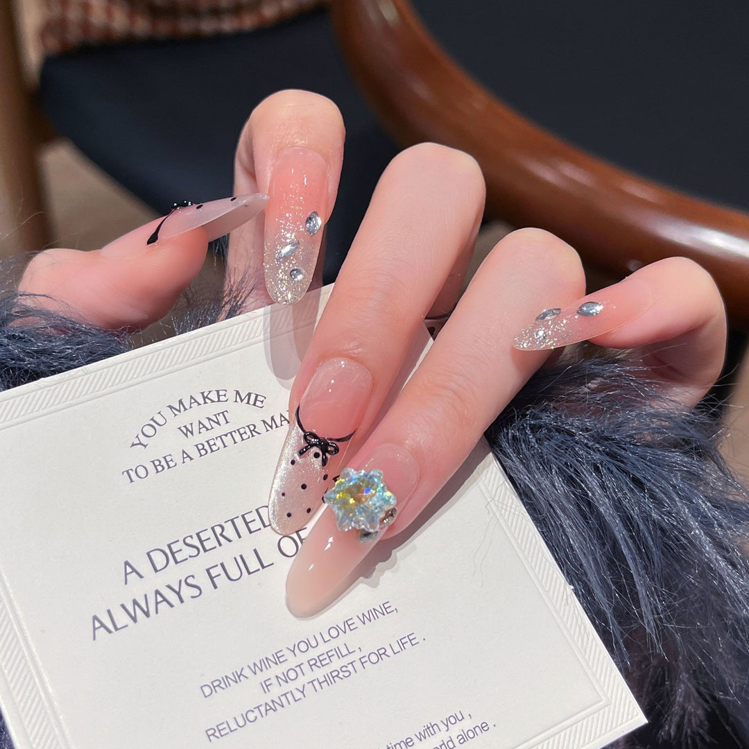 Decorative Crystal-Embellished Press-On Nail Set Stornfield