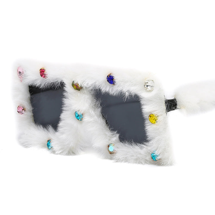 Ladies glamorous and luxurious sunglasses with fur-trimmed frame Stornfield