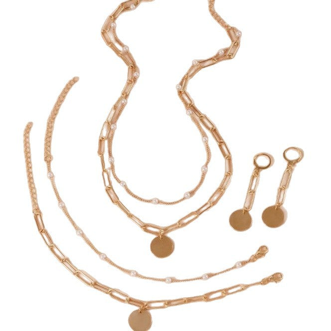 Elegant Pearl and Gold Chain Jewelry Set Stornfield