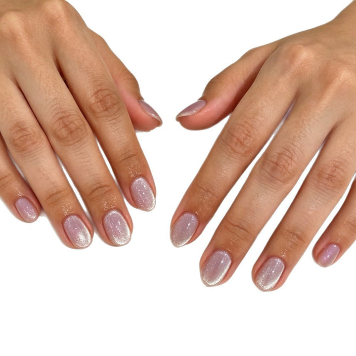 Elegant Artificial Nails with Shimmering Ombre Effect Stornfield