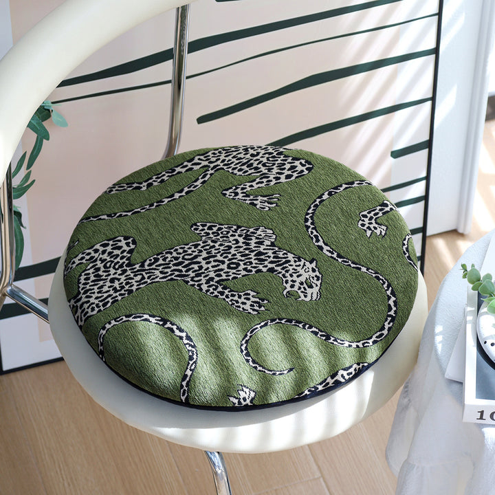 Seat cushion with leopard pattern