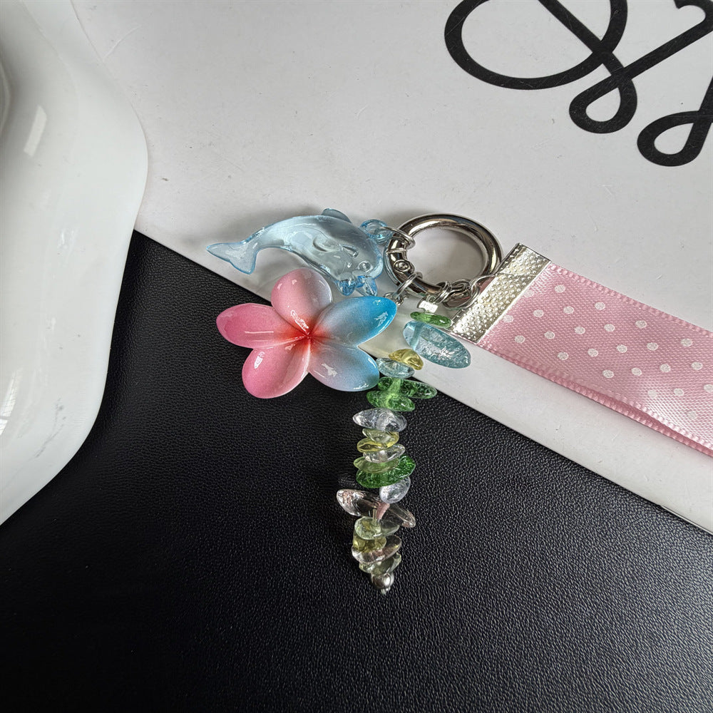 Whimsical Dolphin and Flower Charm Keychain Stornfield