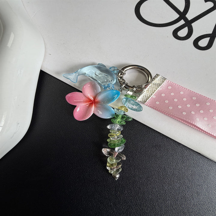 Whimsical Dolphin and Flower Charm Keychain Stornfield