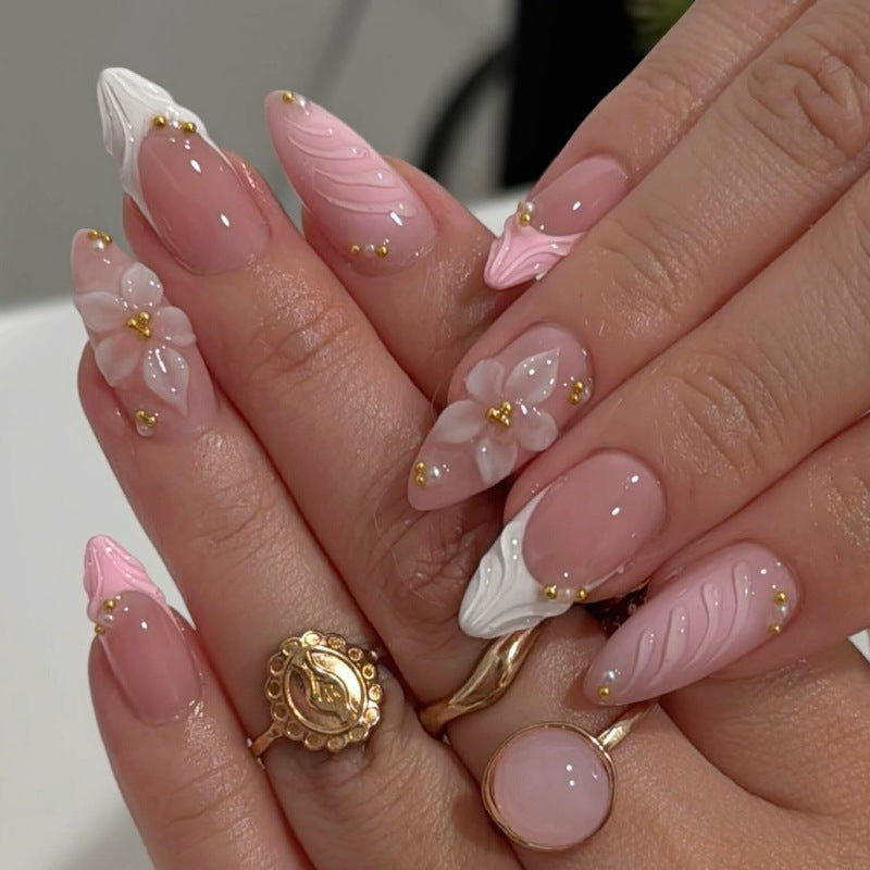 Floral Embellished Press-On Nail Set Stornfield