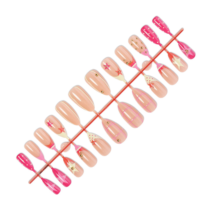 Glamorous artificial nails with creative design and golden accents Stornfield