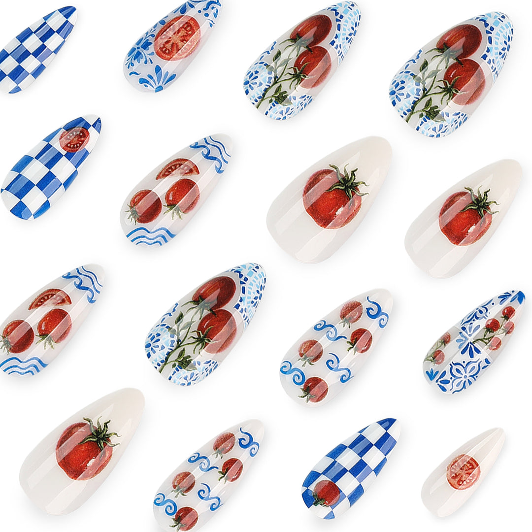 Artistic Stiletto Nails with Cheerful Tomato Design Stornfield