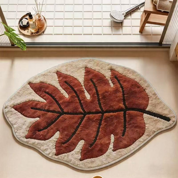 Leaf-Shaped Plush Memory Foam Bath Mat
