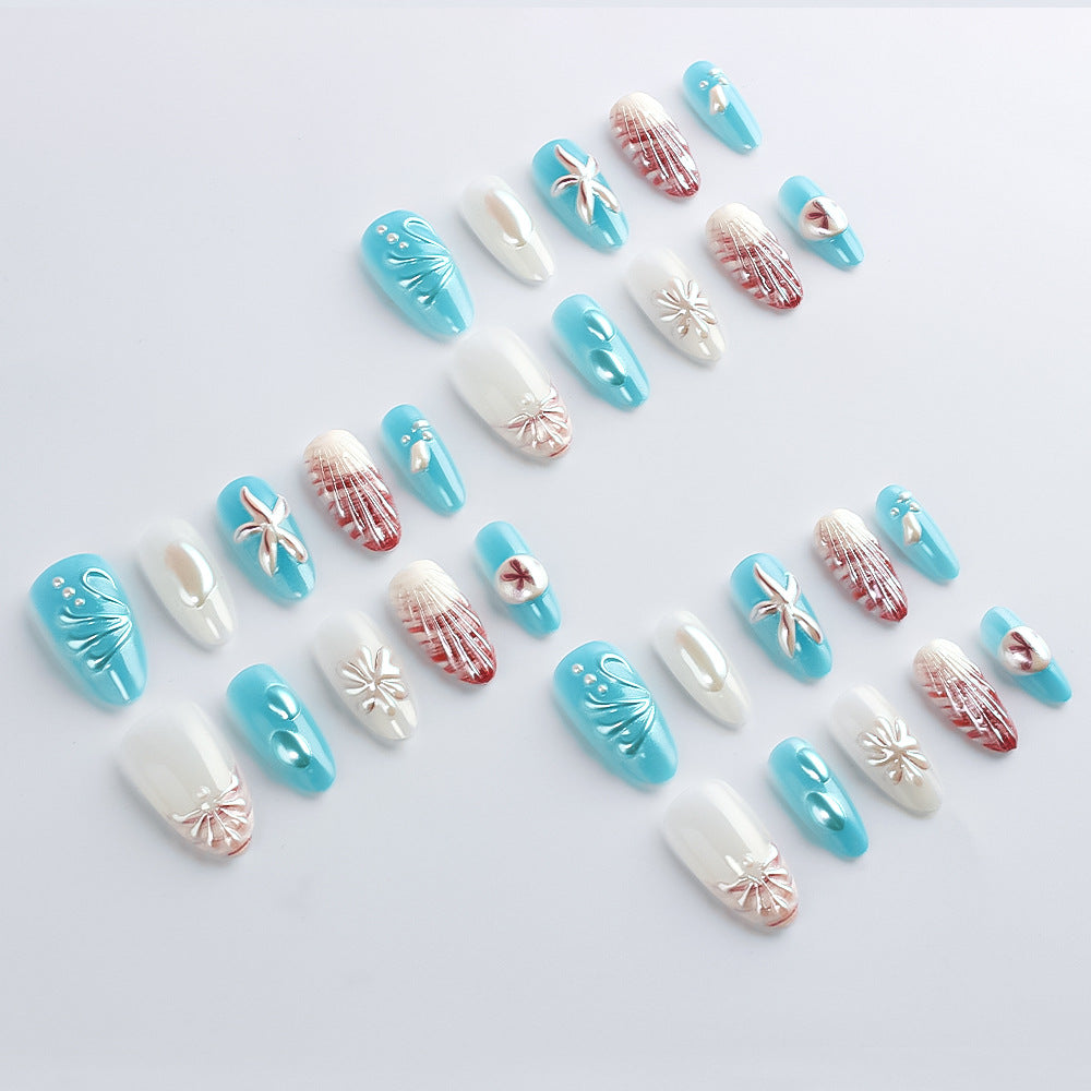 Ocean-Inspired Gel Nail Art Set Stornfield