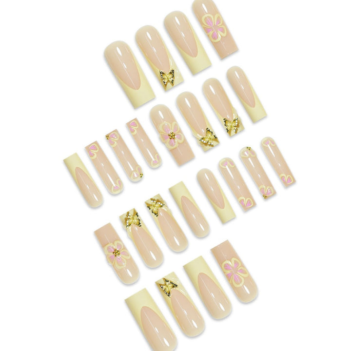 Artistic Floral Acrylic Press-On Nail Extensions Stornfield