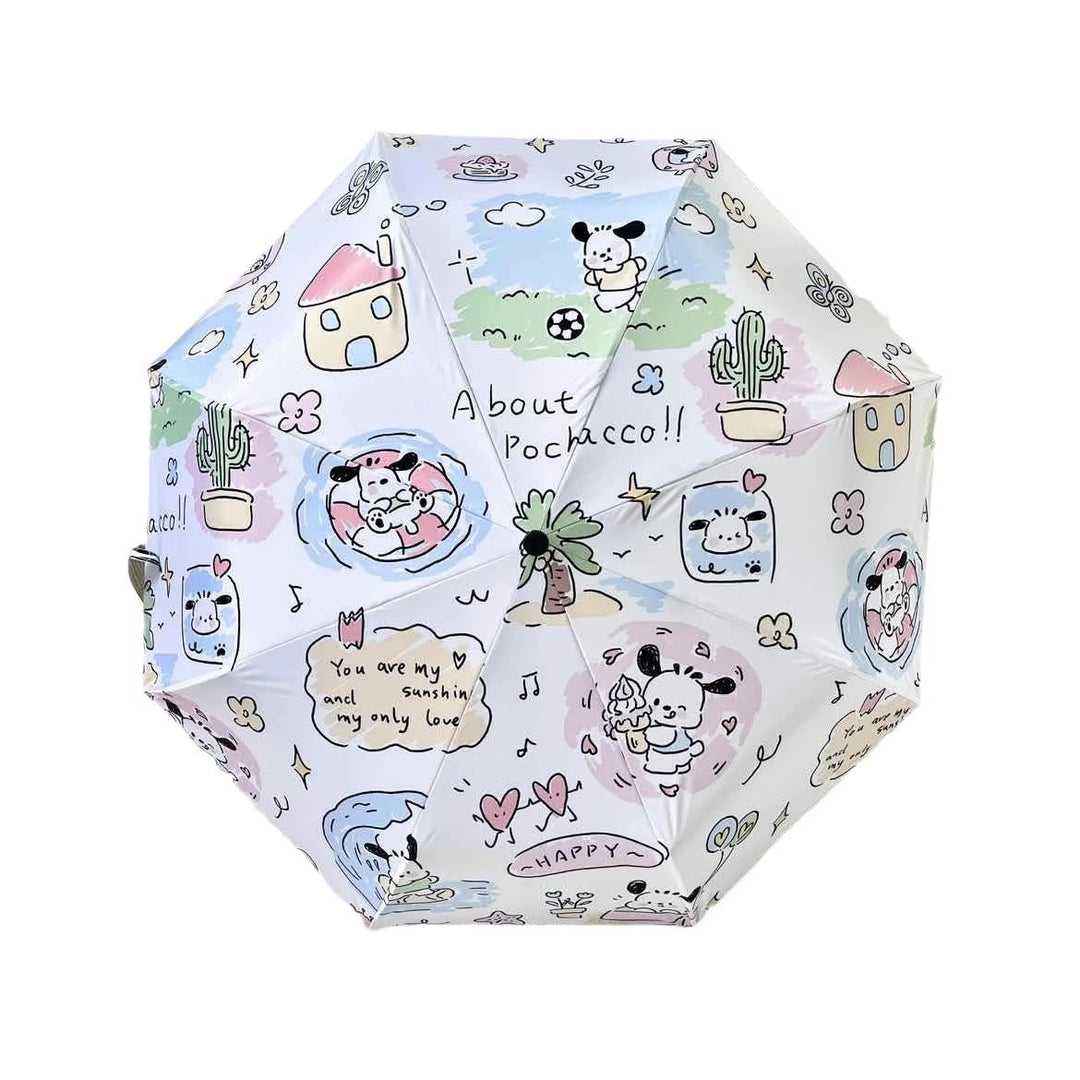 Ladies folding umbrella with playful Pochacco design Stornfield