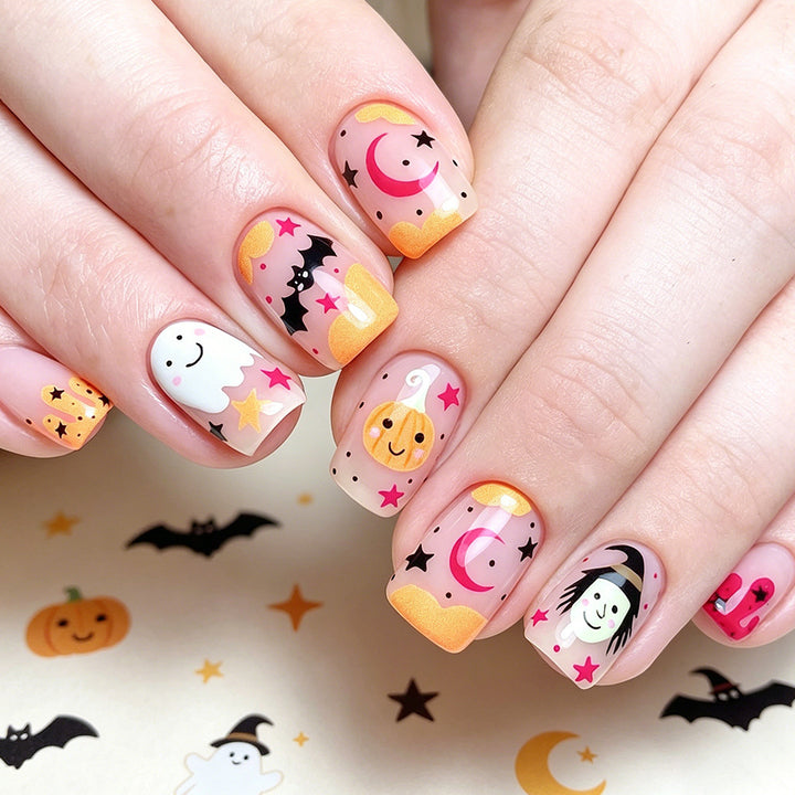 Whimsical Halloween-Themed Press-On Nail Art Set Stornfield