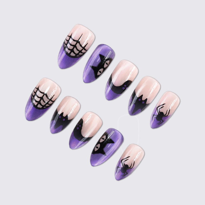 Creative Acrylic Nail Set with Halloween Motifs Stornfield