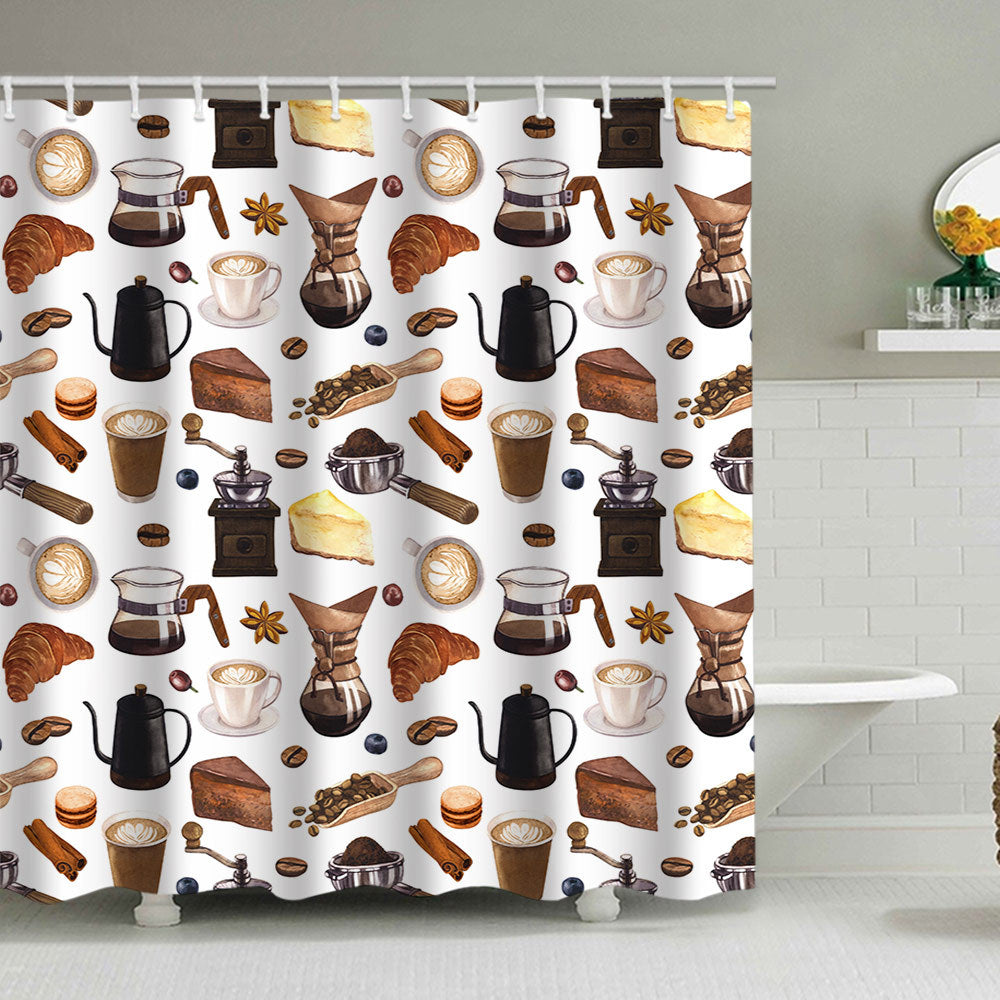 Coffee-Themed Shower Curtain Stornfield