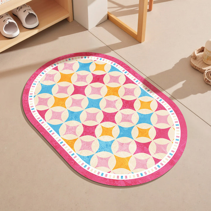 Colorful Geometric Pattern Bath Mat