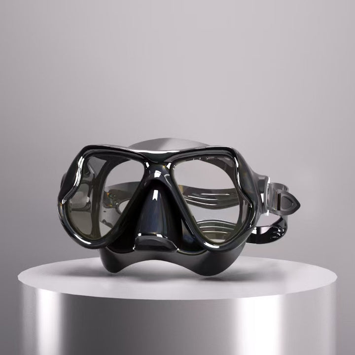Diving mask with ergonomic design and a flexible snorkel Stornfield