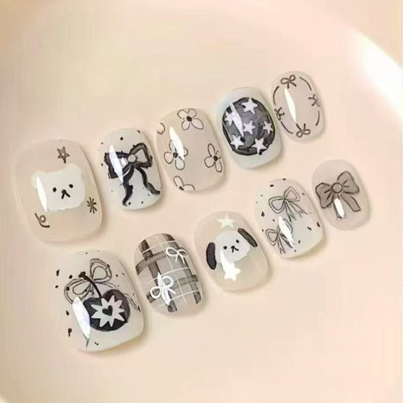 Artistic Coffee-Inspired Press-On Nail Art Set Stornfield