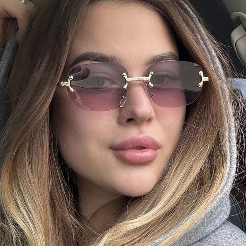 Women's elegant square sunglasses with transparent lenses and high-quality metal frame Stornfield