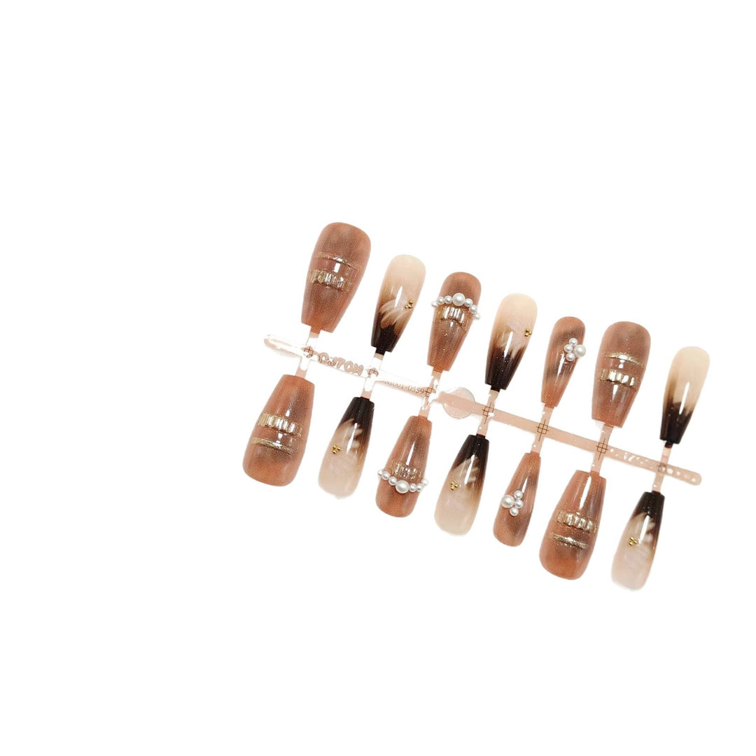 Nail Art Set with Elegant Gradient and Pearled Accents Stornfield