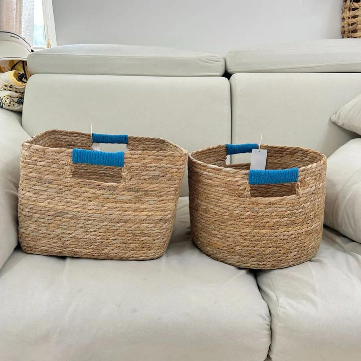 Stylish storage basket made of woven natural fibers Stornfield