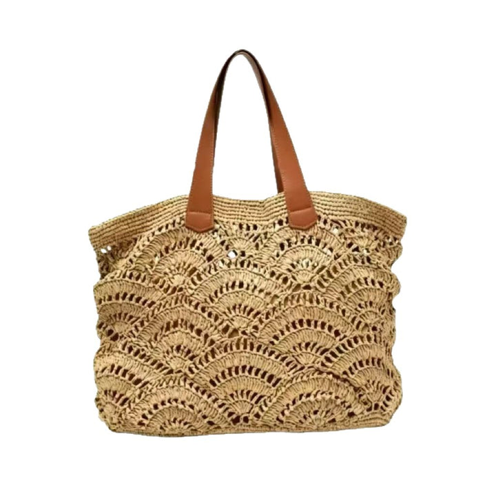 Braided beach bag with leather handles Stornfield