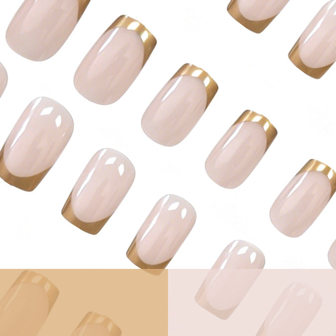 Elegant Gold-Trimmed Acrylic Nail Enhancements Stornfield