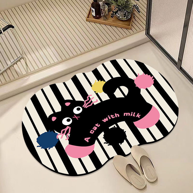Playful Cat-Themed Bath Mat