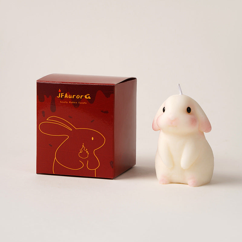 Hand-Poured Bunny-Shaped Decorative Soy Candle with Gift Box