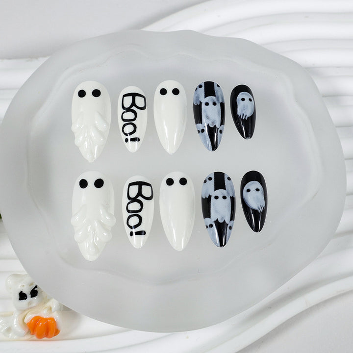 Nail art set with creative ghost designs Stornfield