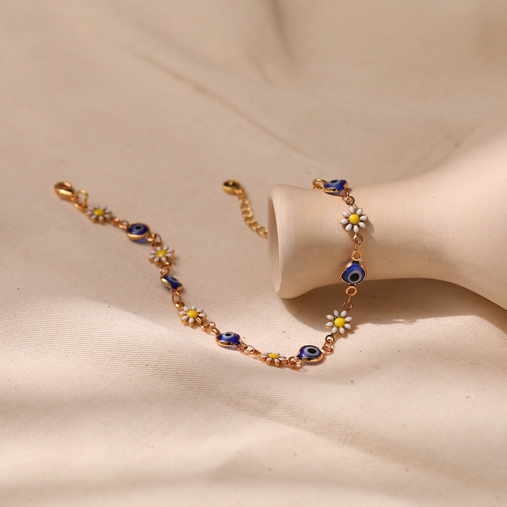 Floral Evil Eye Charm Anklet Stornfield