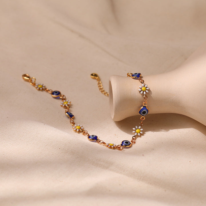 Floral Evil Eye Charm Anklet Stornfield