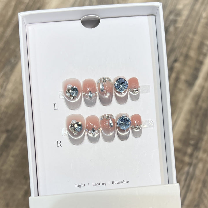 Reusable Rhinestone-Embellished Press-On Nail Set Stornfield