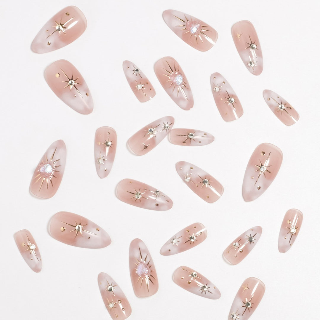 Artistic Star-Embellished Press-On Nail Set Stornfield