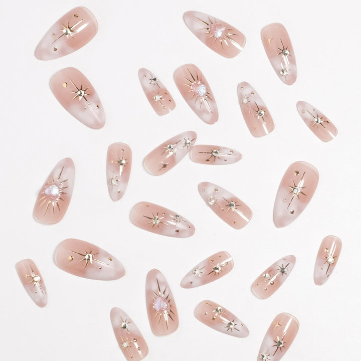 Artistic Star-Embellished Press-On Nail Set Stornfield